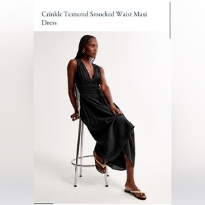 Abercrombie Crinkle Textured Smocked Waist Maxi Dress
